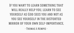 If you want to learn something that will help you, learn to see yourself as God sees you (Thomas a Kempis)